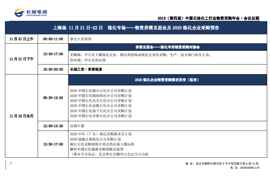 2019（第四屆）中國石油化工行業(yè)物資采購年會(huì)·會(huì)議議程-